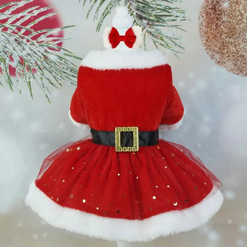 Santa's Little Helper: The Sparkling Holiday Dress for Paws!