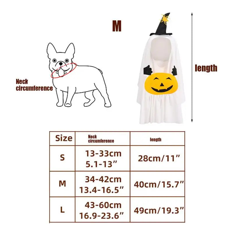 Pet Ghost Cosplay Costume with Witch Hat